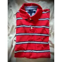 在飛比找蝦皮購物優惠-Tommy Hilfiger 紅色橫條紋基本款polo衫 S