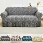 1/2/3/4 Seater Stretch Print Sofa Cover With Skirt Elastic Chair Couch Covers