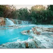River With a Waterfall in The Middle Print 100% Australian Made 120 x 90cm (Stretched)