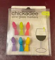 NEW IN BOX GENUINE Chickadee Wine Glass Markers Set of 6 New Assorted Colors