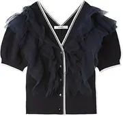 [SNIDEL] SWNT251084 Women's Tulle Ruffle Knit Pullover