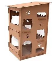 Cat Scratching Cardboard House Furniture with Corrugated Scratcher Pad (4 Level)