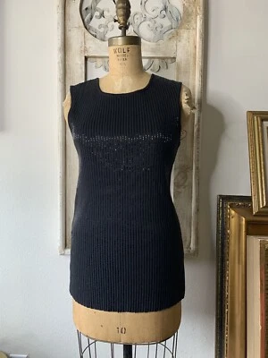 All Saints Lovise Blouse Tank Top Black with Hand Beading NWT