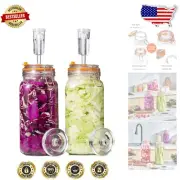 Airtight 2L Glass Fermentation Jars - Perfect for Homemade Kombucha & Sauerkraut