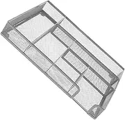 MINAOLULUS Desk Drawer Organizer Office Drawer Organizer 6 Grid Metal Mesh Tray Desk Organizer Tray Accessories for Office Bathroom Kitchen Silver