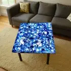 Blue Agate Stone Coffee Table Top, Geode Agate Stone Center Table Top Decor