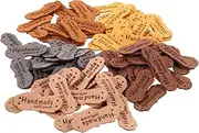 HOODANCOS 100pcs DIY Clothing Labels Decorative Leather Tags for Sewing Embossed Apparel Label Decor for Shirts Hats Jeans and More Crafting Accessories