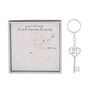 Gibson Gifts Equilibrium Silver Plated 21st Birthday Keepsake Keyring GiftBox