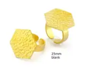 Hexagonal Hammered Adjustable Ring Blank - Raw Brass (25mm Blank ) 4952