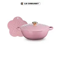 在飛比找momo購物網優惠-【Le Creuset】典藏琺瑯鑄鐵媽咪鍋28cm+花型隔熱