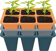 DJAPWPX 3Pcs Silicone Seed Starter Tray 6 Cell Planting Trays Easy to Release for Indoor Outdoor Plants Small Greenhouse