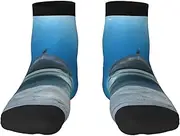 [JEJEA] Tiger Shark print Men's Athletic Cushioned Crew Socks Crew Training Athletic Socks Men and Women for Sports