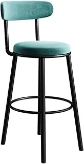 Velvet Upholstered Round Counter Height Bar Stools with Back Black Metal Legs Kitchen Island Stool for Dining Room Breakfast Stools for Coffee Elegant Seating Option for Home Décor.