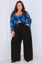 Black High Waist Tailored Wide Leg Pants