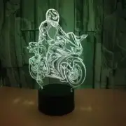 3D Motorcycle Night Light 7 Color Change LED Desk Lamp Touch Room Decor Gift