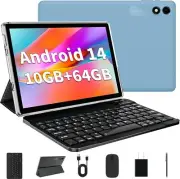 Android 14 Tablet 10.1 inch 2024 Latest with Keyboard Blue