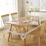 Clear Plastic Tablecloth Rectangle 59x74inch Vinyl PVC Table Cover Table Coth Waterproof Cover PVC Protector Table Cover Oil-Proof Wipeable Table Cloth for Dining Table (Transparent+Lace)