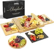 SMIRLY Charcuterie Boards Gift Set: Large Charcuterie Board Set, Bamboo Cheese Board Set - Unique for Mom - House Warming Gifts New Home, Wedding Gifts for Couple, Bridal Shower Gift
