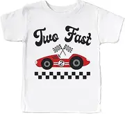 [pixie AND elf] Two Fast Birthday Shirt, Race car Kids t Shirt, Second Birthday Shirt for Kids