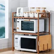 MOMOGEE 3 Tier Microwave Shelf Microwave Oven Stand Wooden Kitchen Shelf Cabinet Organizer Shelf Cutting Board Racks Large-Capacity Spice Rack For Kitchen Counter Shelves (3-Tier)