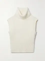 [SIMKHAI] SIMKHAI - Maple Ribbed Wool And Cashmere-blend Turtleneck Top - Ivory - large large Ivory