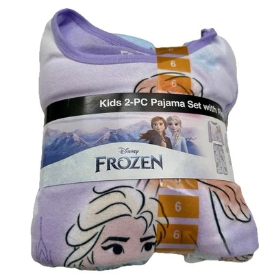 Disney Frozen Plush Robe & 2 Pc Pajamas Size 8 Lilac & Blue Multi MSRP $60 NWT