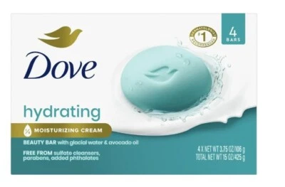 Dove Beauty Bar Hydrating Bath Soap for Women , 3.75 oz - 4 Bars of Soap