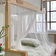 SCMTYWCQ 4 Corner Post Students Dorm Bunk Mosquito Net Bed Canopy Netting Students Bed Curtains for Student Dormitory School College (White, Twin)