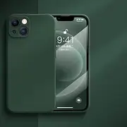 Square Liquid Silicone Phone Case for iPhone 14 12 11 13 Pro Max Mini X XS XR 7 8 Plus Full Protection Shockproof Cover,Black Green,for iPhone 12