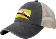 [Generic] Flag of Brunei Cowboy Mesh Baseball Cap for Bruneian Man Woman Outdoor Adjustable Denim Hat