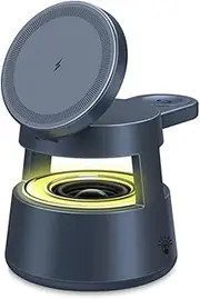 5 in 1 Wireless Charging Station for Apple/Samsung Multiple Devices, Wireless Charger Stand Dock with Bluetooth Speaker&Night Lights, Charger for iPhone 16/15/14/13/12, Apple Watch & Airpods