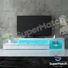 New LED Light TV Cabinet Stand Entertainment Unit Wooden High Gloss White 240cm