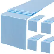 5 Pack Baby Blue Table Runners 12 x 108 inches Long Baby Blue Silk Satin Tabl