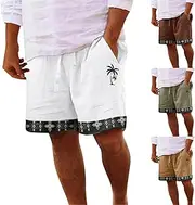 [Generic] Men Baggy Shorts Fashionable 3D Coconut Tree Printed Beach Trendy Shorts Compression Shorts for Men