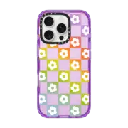 iPhone 16 Pro Impact Case Daisy Check Mate - Rainbow Gradient