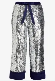 Ladies Size S PETER ALEXANDER NAVY SILVER SPARKLE SEQUIN Pj Sleep Pants $99.95