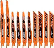 HORUSDY 10-Piece Reciprocating Saw Blade Set, 150mm/6'' Saw Blades for Wood and Metal Wood Pruning