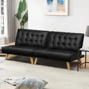 ALFORDSON 2x Sofa Bed Single Chair Leather Black
