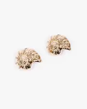 Gold Crystal Detail Metal Shell Earrings