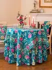 APRIL CORNELL LINENS~ROSEHIP TABLE SETTING~TABLECLOTH 88"~TOPPER 54"~NAPKINS~NWT