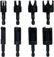Wood Plug Cutter 8 Pcs, Plug Cutters for Woodworking Cutter Carbon Steel Straight and Tapered Claw Drill Bit Set(1/4", 3/8", 1/2", 5/8")