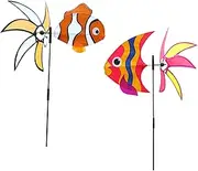 Garden Spinners - Decorative Fish Pinwheel - Weather-Resistant Wind Spinner Yard Art for Garden Patio Porch Backyard