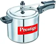 [Prestige] PRNPC5 Nakshatra Plus 5-Liter Flat Base Aluminum Pressure Cooker for Gas and Induction Stove, Medium, Silver