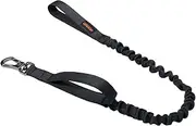 EXCELLENT ELITE SPANKER Military Bungee Dog Leash Elastic Leads Rope with 2 Padded Control Handle for Medium and Small Dogs (Black)