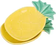 COLLBATH 2pcs Pineapple Shape Ceramic Seasoning Dish Small Appetizer Plates for Soy Sauce Vinegar Dipping Sauces Lightweight Stylish Tableware for Home Kitchen Parties Outdoor Activities