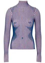Jean Paul Gaultier Trompe L'Oeil Ribbed Wool-blend top - Pink - S (UK8-10 / S) S (UK8-10 / S)
