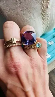 Tiffany & Co 18k Yellow Gold Amethyst Sparkler Ring, Sz 6