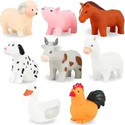 Befunsol Bath Toys for Toddlers 1-3, Mould Free Kids Toddler & Baby Bath Toys for 1 2 3 Year Old Boys Girls, 8PCS Farm Animal No Hole Bathtub Water Toys with Bath Toy Storage Mesh Bag
