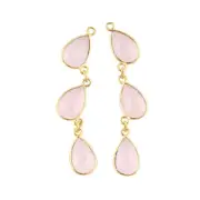 Amazing Jewelry Pink Chalcedony Gold Plated DIY Earring Making Connector Pairs
