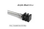 Acrylic Black Deco Curtain Rod & Finial Set, Extendable from 120cm - 380cm